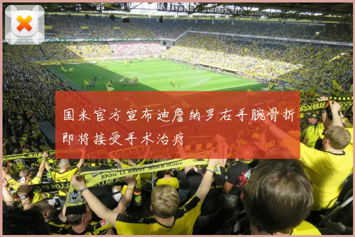 国米官方宣布迪詹纳罗右手腕骨折即将接受手术治疗